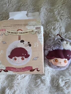 The Secret Theatre Club Plush Earphone Case - Gray & Maroon